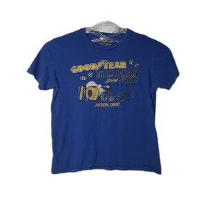 Lucky Brand Goodyear Championship Drag Slicks Blue T Shirt Mens Size Large